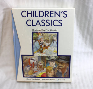 Vintage 1989 - Children's Classics Illustrated by Eric Kincaid - Alice in Wonderland, Oliver Twist & The Wind in the Willows - Hardback 3 Book Set w/ Slip Cover