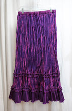 Load image into Gallery viewer, Donna by Donna Vinci - Purple 2 Toned Iridescent Taffeta Crinkle Tiered w/ Ruffles Maxi Skirt - Size 20 (See Measurements 28&quot; Unstretched Waist)