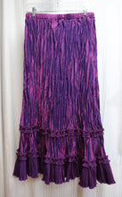 Load image into Gallery viewer, Donna by Donna Vinci - Purple 2 Toned Iridescent Taffeta Crinkle Tiered w/ Ruffles Maxi Skirt - Size 20 (See Measurements 28&quot; Unstretched Waist)