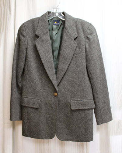 Vintage - Liz Sport - Heathered Gray one Button Wool Blazer - Size 4