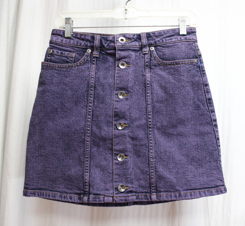 Hot Topic - Purple Denim Button Front Mini Skirt - Size S