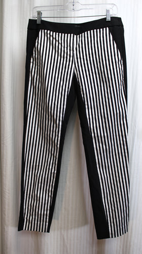 Express - Black w/ Black & White Vertical Stripe Front Panel Pants - Size 2 (w/ Tag)