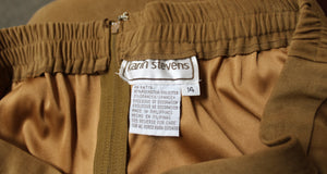 Vintage - Karin Stevens - Faux Brown Suede w/ Embroidery Jacket & Matching Midi Pencil Skirt - Size 14 (See Measurements)