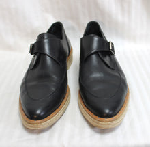 Load image into Gallery viewer, Freda Salvador - Black Monk Strap Pointed Toe Black Leather Espadrille Loafers - Size 9.5