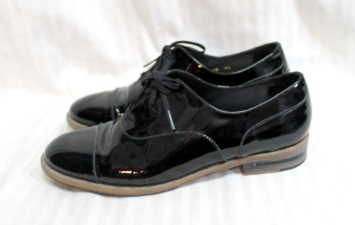 Freda Salvador - Patent Leather Almond Toe Oxford Shoes - Size 9.5