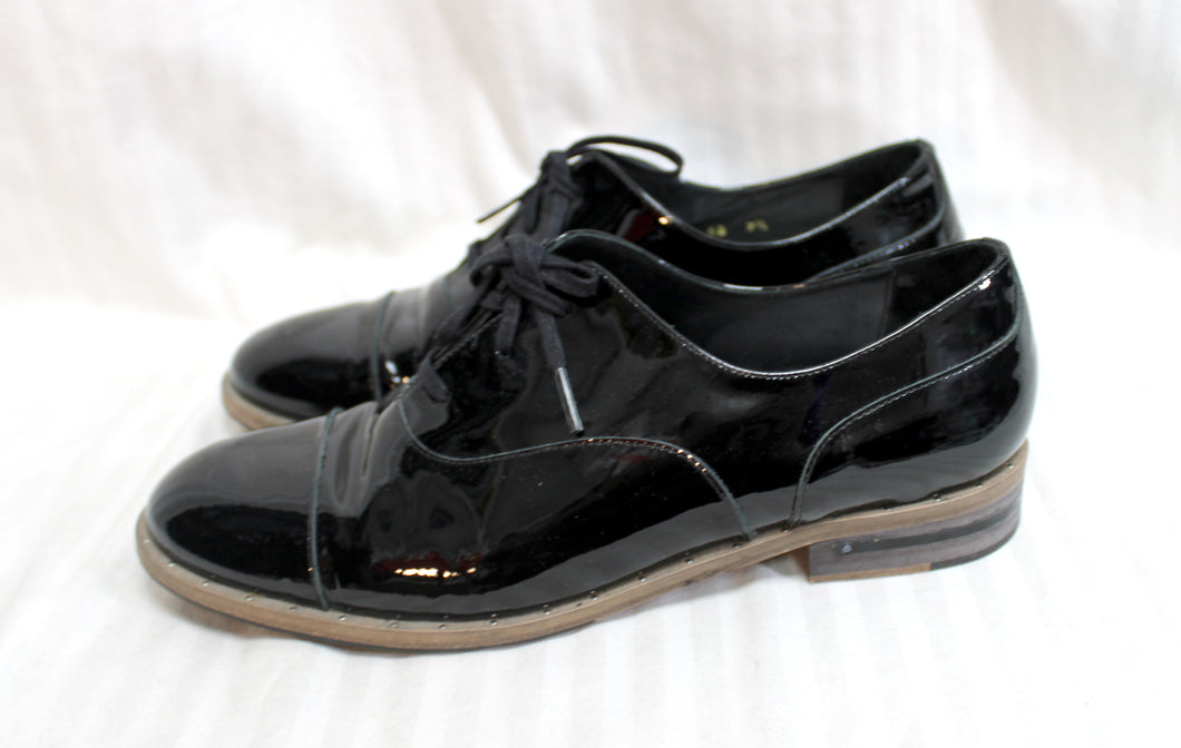 Freda Salvador - Patent Leather Almond Toe Oxford Shoes - Size 9.5