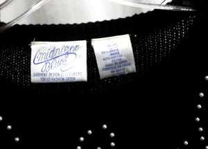 Vintage- Midnight Blues - Black Pearl & Gem Oversized Tunic Sweater - Size M