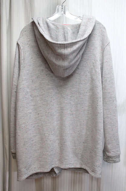 Kut from the Kloth- Gray w/ Black & Pink Fleck, Tunic Length Zip Up Hoodie w/ Knit Lining - Size L