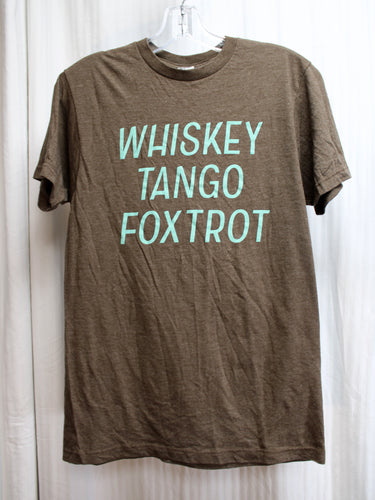 Maverick Air Apparel - 2 Sided - WTF, Whiskey Tango Foxtrot - Brown Heathered Graphic T -Shirt - Size S