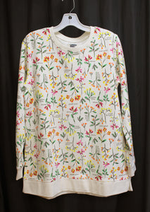 Lands End - Cream w/Wild Flowers Print Pullover Sweatshirt - Size M