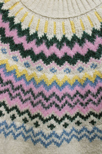 Style & Co. - Oatmeal Beige w/ Multicolor, Pullover Fair Isle Sweater - Size M