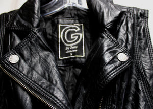 G by Guess - Black Vegan Wrinkled Leather Zip Front Moto Vest - Size S