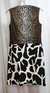 Derek Lam - Mixed Print Cheetah & Giraffe w/ Buckle Detail Pocket Sleeveless Denim Dress - Size 4