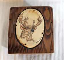 Load image into Gallery viewer, Handmade Wood Deer Artwork Tissue Box Holder- 9&quot;