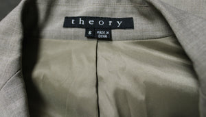 Theory - Drab Warm Gray - Wool Blend 2 Button Blazer - Size 6