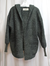 Load image into Gallery viewer, Pink Martini - Gray Cozy Deep Hooded Bishop Sleeves Fuzzy Cardigan Sweater - Size S