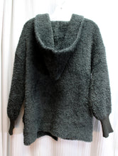 Load image into Gallery viewer, Pink Martini - Gray Cozy Deep Hooded Bishop Sleeves Fuzzy Cardigan Sweater - Size S