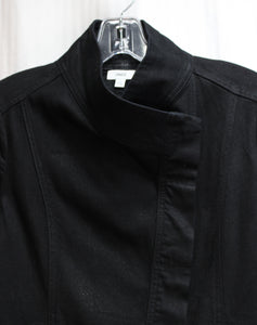 Vince - Unique Overlap, Hidden Button Placket Black Denim Jacket - Size XS