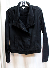 Load image into Gallery viewer, Vince - Unique Overlap, Hidden Button Placket Black Denim Jacket - Size XS