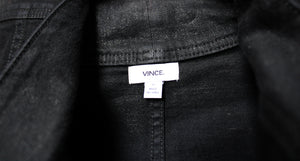 Vince - Unique Overlap, Hidden Button Placket Black Denim Jacket - Size XS