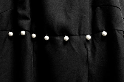 Watters and Watters - Black Sleeveless W/ Back Keyhole Slit Dress w/ Pearl Accents - Size 10