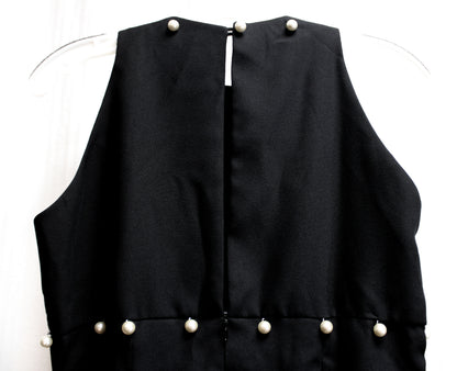 Watters and Watters - Black Sleeveless W/ Back Keyhole Slit Dress w/ Pearl Accents - Size 10