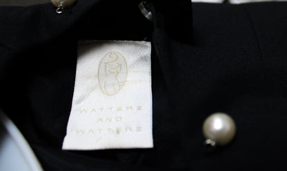 Watters and Watters - Black Sleeveless W/ Back Keyhole Slit Dress w/ Pearl Accents - Size 10