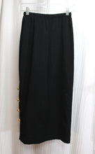 Load image into Gallery viewer, Mariella Burani (Italy) - Black Skirt w/ Gold &amp; Red &amp; White Anchor Side Buttons - Size 6