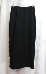 Mariella Burani (Italy) - Black Skirt w/ Gold & Red & White Anchor Side Buttons - Size 6