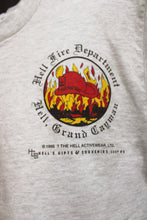 Load image into Gallery viewer, Vintage 1995 Single Stitch - Hell Activewear - Hell Fire Department, Hell, Grand Caymen Island - Gray Heathered T Shirt - Size S