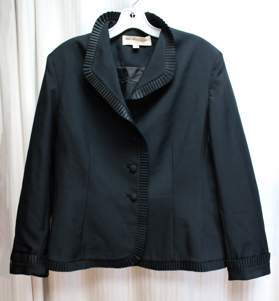 Vintage 1980's - Adolph Schumman for Lilli Ann - Black w/ Pleated Ruffle Trim Jacket - See Measurements 19