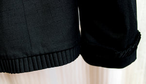 Vintage 1980's - Adolph Schumman for Lilli Ann - Black w/ Pleated Ruffle Trim Jacket - See Measurements 19" Chest (pit to pit)