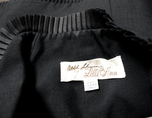 Vintage 1980's - Adolph Schumman for Lilli Ann - Black w/ Pleated Ruffle Trim Jacket - See Measurements 19" Chest (pit to pit)