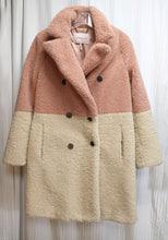 Load image into Gallery viewer, BCBGeneration - Beige &amp; Pink Sherpa Double Breasted Teddy Coat - Size S