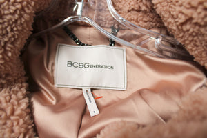 BCBGeneration - Beige & Pink Sherpa Double Breasted Teddy Coat - Size S