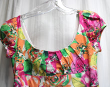 Load image into Gallery viewer, Suzi Chin for Maggy Boutique - Bright Floral Puff Short Sleeve Dress - Size 2 PETITE