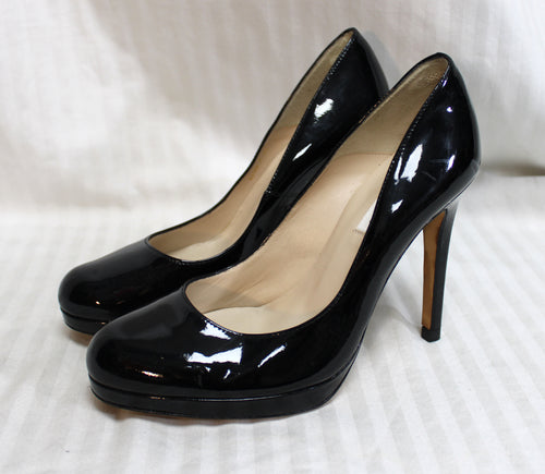 L.K. Bennett - Black Patent leather Small Platform Stiletto Heel Pumps - Size EURO 38 (US 7.5)