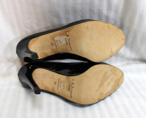 L.K. Bennett - Black Patent leather Small Platform Stiletto Heel Pumps - Size EURO 38 (US 7.5)