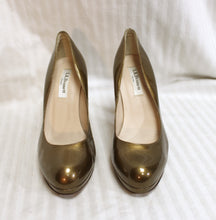 Load image into Gallery viewer, L.K. Bennett - Bronze Metallic Patent leather Small Platform Stiletto Heel Pumps - Size EURO 38 (US 7.5) (See Note)