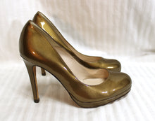 Load image into Gallery viewer, L.K. Bennett - Bronze Metallic Patent leather Small Platform Stiletto Heel Pumps - Size EURO 38 (US 7.5) (See Note)