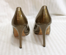 Load image into Gallery viewer, L.K. Bennett - Bronze Metallic Patent leather Small Platform Stiletto Heel Pumps - Size EURO 38 (US 7.5) (See Note)