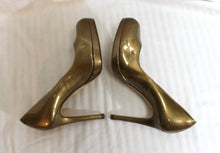 Load image into Gallery viewer, L.K. Bennett - Bronze Metallic Patent leather Small Platform Stiletto Heel Pumps - Size EURO 38 (US 7.5) (See Note)