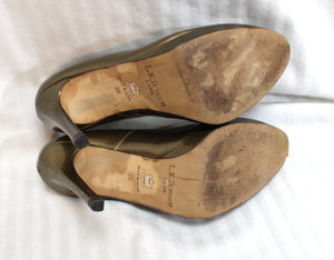 L.K. Bennett - Bronze Metallic Patent leather Small Platform Stiletto Heel Pumps - Size EURO 38 (US 7.5) (See Note)