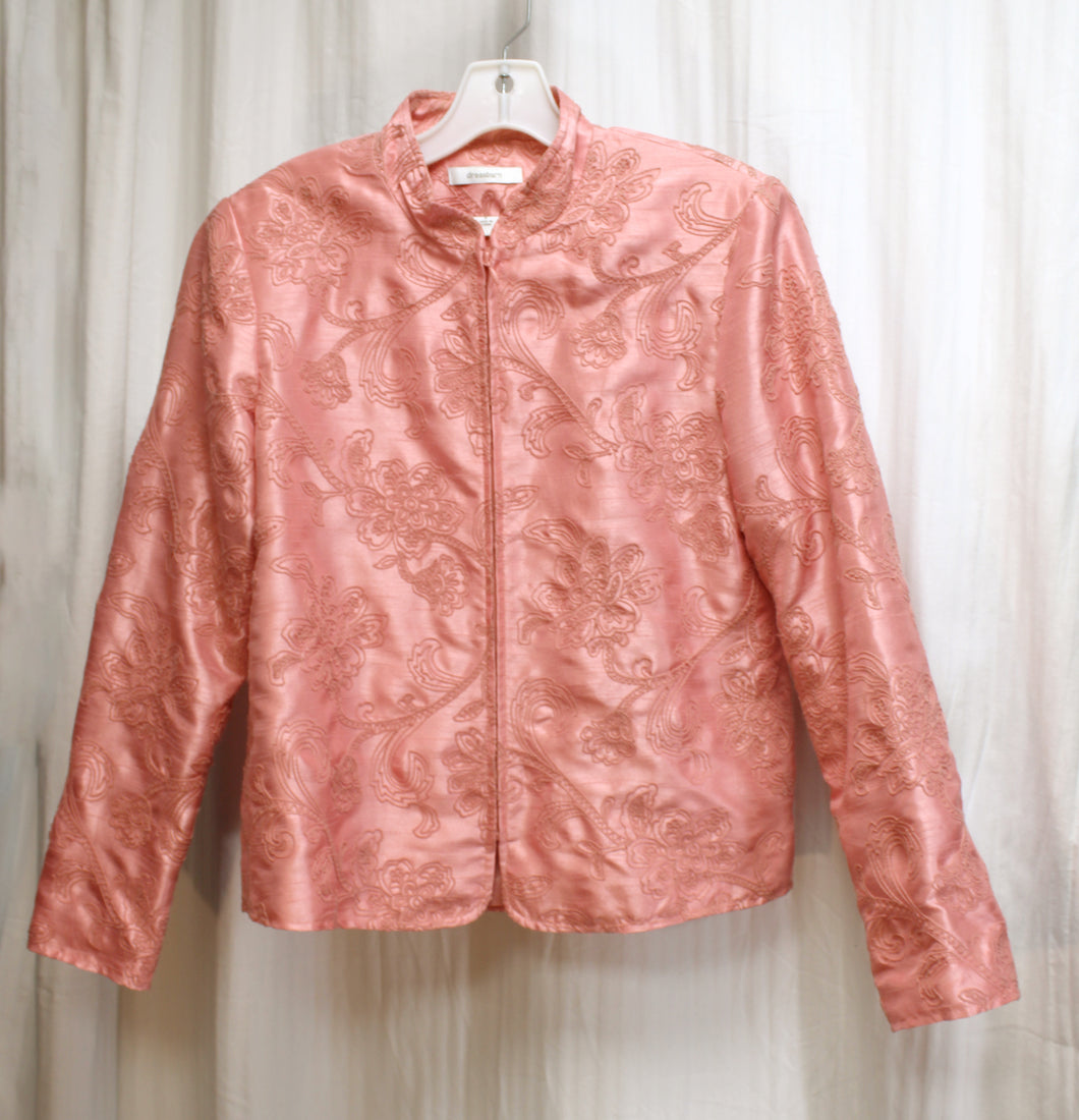 Dress Barn - Embroidered Silky Pink Jacket - Size S