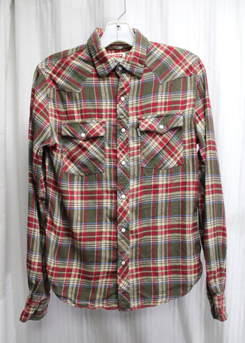 levi's - Khaki Green & Red Plaid Flannel 