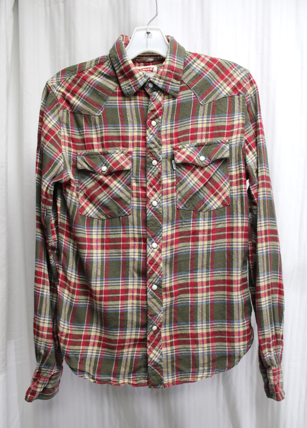 levi's - Khaki Green & Red Plaid Flannel 