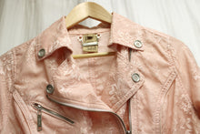 Load image into Gallery viewer, Jou Jou - Pink 1/2 Sleeve Lace Cropped Moto Jacket - Size S