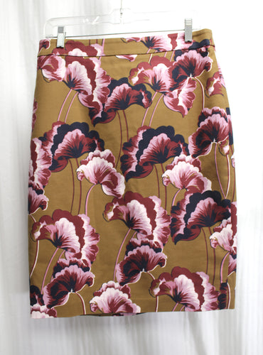 Ann Taylor - Brown w/ Purple Floral Pencil Skirt - Size 8