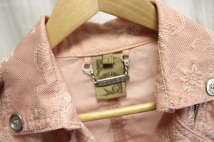 Jou Jou - Pink 1/2 Sleeve Lace Cropped Moto Jacket - Size S