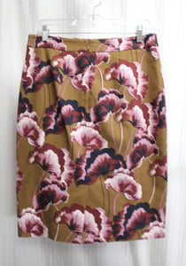 Ann Taylor - Brown w/ Purple Floral Pencil Skirt - Size 8